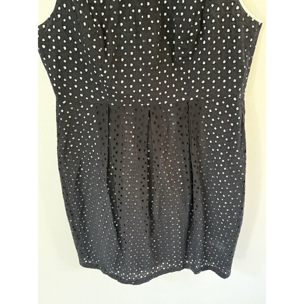 Jax Womens Sleeveless Eyelet Dress Size 16 Ric Rac Lines Black White Cocktail - Picture 2 of 10